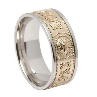   Warrior Shield Wedding Ring Silver Trim Irish Made Boru 6 25