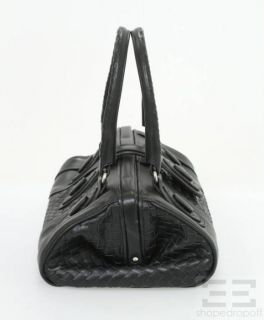 BOTTEGA VENETA Black Leather Intrecciato Trim Doctor Bag