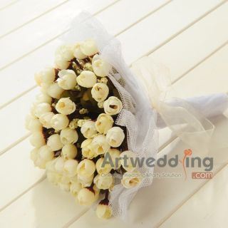 Silk Roses Mesh Wrapped Bridal Bouquet Wedding Flower(PH110018)