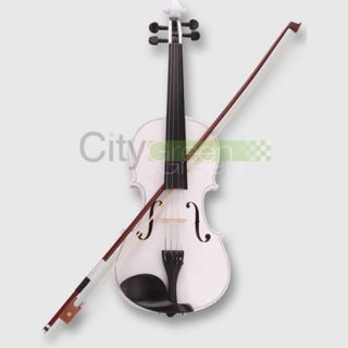 New White Acoustic Violin 4 4 Full Size with Case Bow Rosin