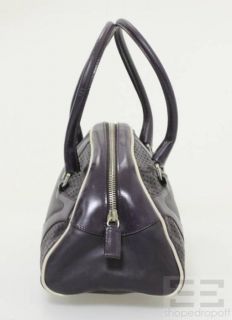 Prada Purple Leather Small Perforated Bowler Bag