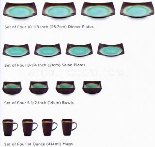   16 Piece Porcelain Dinnerware Set Plates Bowls Mugs Jade Moon