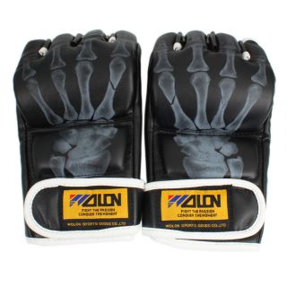   Grappling MMA Gloves PU Punching Bag Boxing Gloves Black/White W8861