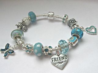   Ladies Name Charm Bracelet Personlise from 6 Colours 15 Charms