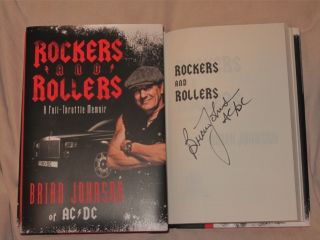 Brian Johnson AC DC Signed Book Rockers and Rollers Gift Back in Black 