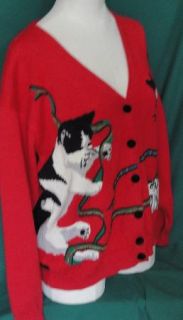 Fab Vintage Susan Bristol Kitty Cat Christmas Sweater M B44