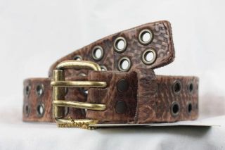 nwt brave beltworks baca grommet brown leather belt 32
