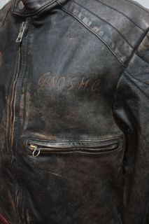 Vtg 80s Brogden Worn Motorcycle Racing Leather Jacket