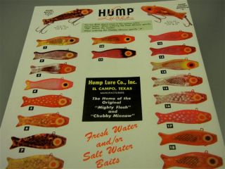 Vintage Antique Tackle Hump Fishing Lures Old Color Flyer