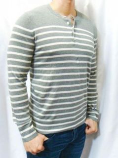 Vince Mens Brenton Stripe Henley Soft Thermal Sweater