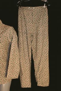   50s Paisley Atomic Pajama Cotton Flannel Shirt Pants Set Brent