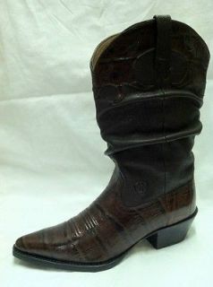 ariat gator print leather cowboy boot size 7 5 nib