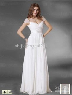    bridal gowns White Cap Sleeve Chiffon Sheath wedding dresses brid