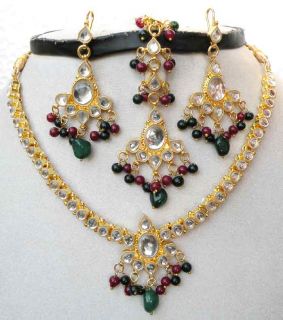 Indian Kundan Bridal Jewelry Necklace Earing Set KN105