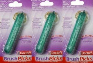 The Doctors Brushpicks Toothpicks Keychain Dispenser 3 Pack 15 Picks 