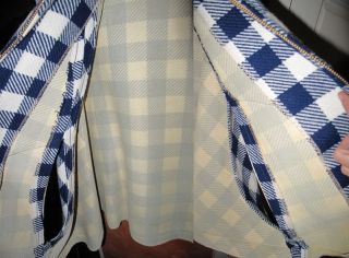 Vtg 60s Bryn Mawr Wool Royal Blue White Check Shawl Poncho Cape Coat 
