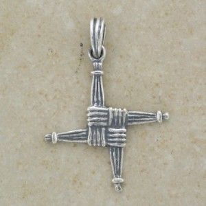 St Brigids Cross Celtic Irish Pendant Silver Jewelry with 18 Chain 