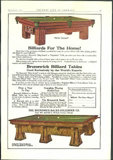   for The Home Brunswick Balke Collender Billiard Table Ad 1913