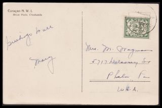 Curacao Netherlands Wi 1935 Brion Plein Stamp Postcard