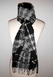 Burberry Cube Brit Check Wool Cashmere Blend Scarf Muffler Made in 