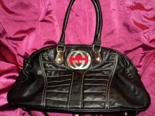 Authentic Gucci GG Britt Black Leather Shoulder Hand Bag