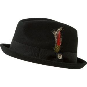 Brixton Black Wool Felt Fedora Gain Hat Sz Med 7 1 4 Red Silk Lined 