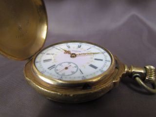 Antique Victorian Gold Elgin 15J H H Taylor Pocket Watch Hunters Case 