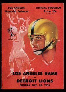   /23/1955 Detroit Lions @ L A Rams Program B. LAYNE vs N. VAN BROCKLIN