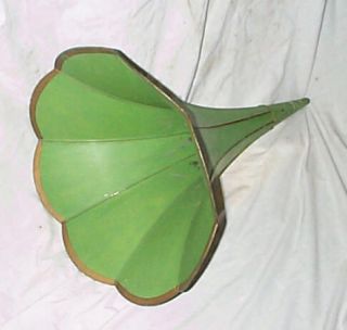 Real Nice Green Edison Phonograph 25 Morning Glory Horn Great Size 