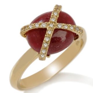  Fine Jewelry Carol Brodie Precious Ruby & Diamond Sterling Vermeil 