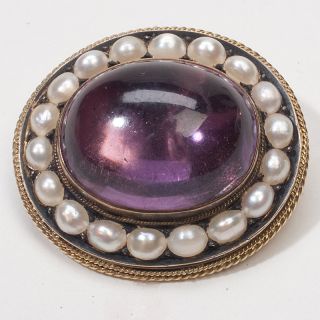 Antique Victorian Pearl Gold Pin Brooch Vintage Jewelry