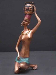 Bronze Sculpture African Maiden Semi Nude Blackamoor
