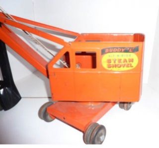 Up for auction is a great buddy l toy ride on steam shovel with wood 