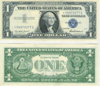 1957 1 SILVER CERTIFICATE STAR NOTE GEM NEW NOTES