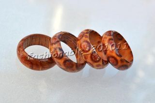 Free Wholesale Lots Jewelry 50pcs Wood Brown Rings 17 19mm