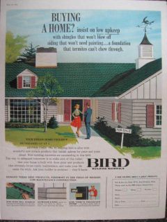 1962 Bird Building Material Ad Young Couple Buys Home
