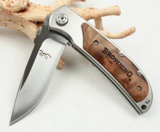Hot Browning Folding Knife Pocket Knife Outdoor Knife Wood Handle 338 