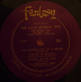 Dave Brubeck Trio Distinctive Rhythm Instrumentals 10 LP Fantasy 3 1 