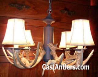 cast rustic cabin deer antler chandelier pendant 4 light time left $ 