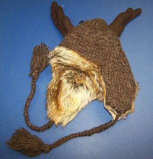   Eagle AE    Reindeer Deer Moose Antlers Wool Trapper Hat    Brand New
