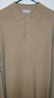 BULLOCK & JONES Wool Cashmere Brown Polo Sweater Mens Sz 2XL XXL