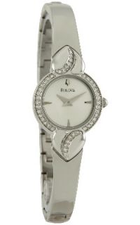 Bulova Crystal Heart Ladies Silver Dial Bangle Bracelet Quartz Watch 