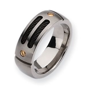 Titanium Black Plated 24K Gold Accent 8mm Brushed Ring