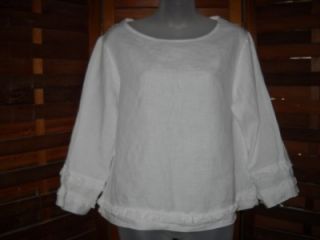 bryn walker white linen tunic pullover top shirt s