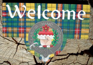 CLAN BUCHANAN Scottish Clan Tartan & Badge Plaque / Sign welcome 