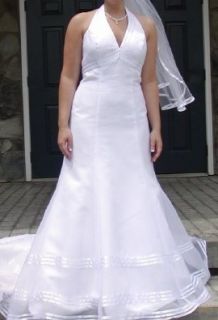 White A Line Wedding Gown Davids Bridal Halter Style