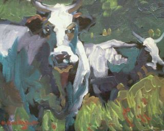 KYLE BUCKLAND IMPRESSIONISM PLEIN AIR COW ART OIL DAILY PAINTING A DAY 