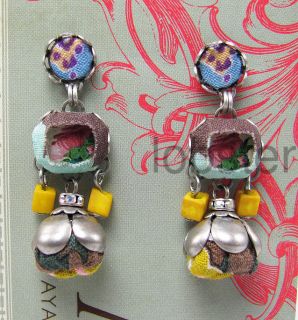   Silver Swarovski Crystal Dangle Flower Bud Earrings Post New