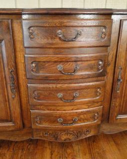 Antique French Country Buffet Louis XV Cabinet Sideboard Server DK Oak 