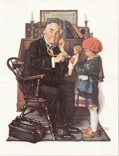 NORMAN ROCKWELL vintage print DOCTOR AND DOLL